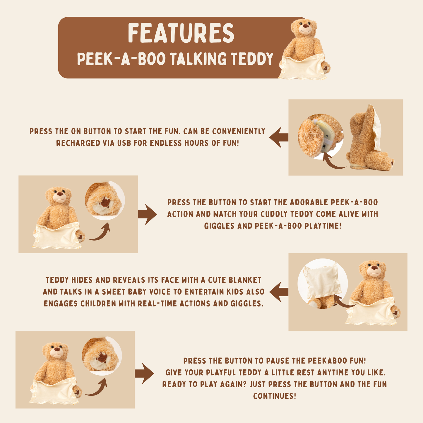 PEEK-A-BOO TALKING TEDDY